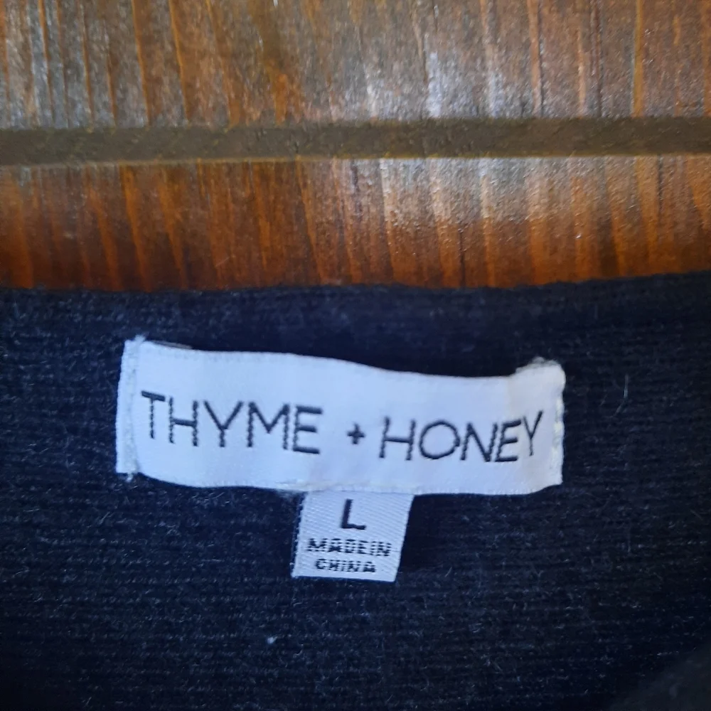 Thyme + Honey Cotton Blend Black Wide Boatneck Dolman Sleeve Knit Sweater Size L
